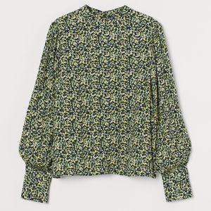 H&M Black/Yellow Floral Crêped Blouse